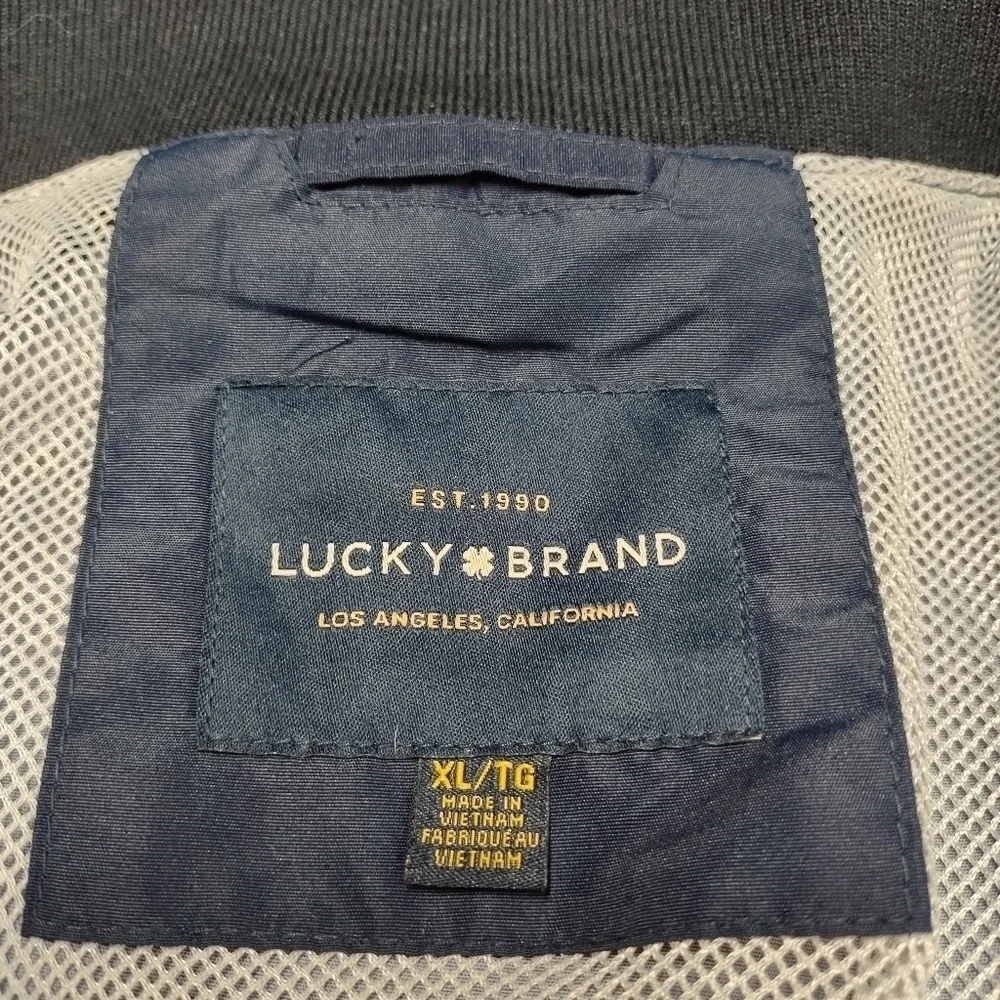 Lucky Brand Men's Navy Blue Jacket Collared Lined ZIP Up Size XL